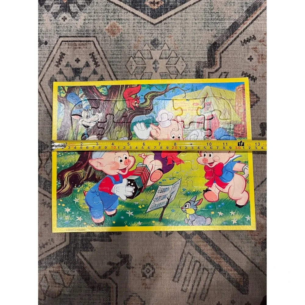 Vintage Jaymar Walt Disney Interlocking Picture Puzzle Three Little Pigs 1960s